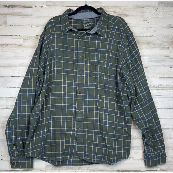 Woolrich Men’s 2XL Bay Leaf Green Plaid Flannel Shirt Button Front Long Sleeve C - Picture 1 of 8